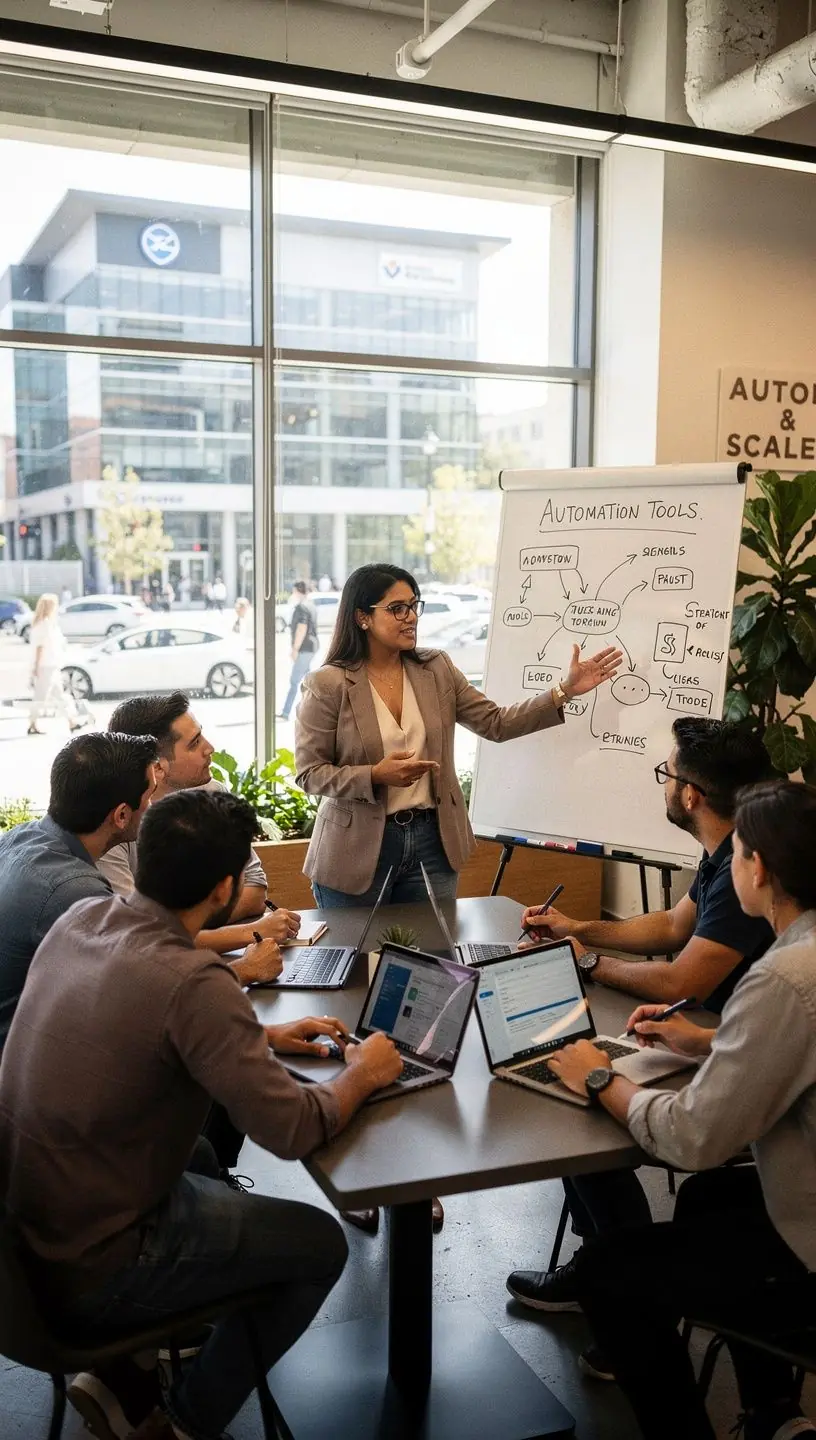 Infographic showing step-by-step guide for beginners to start using automation tools effectively in daily tasks